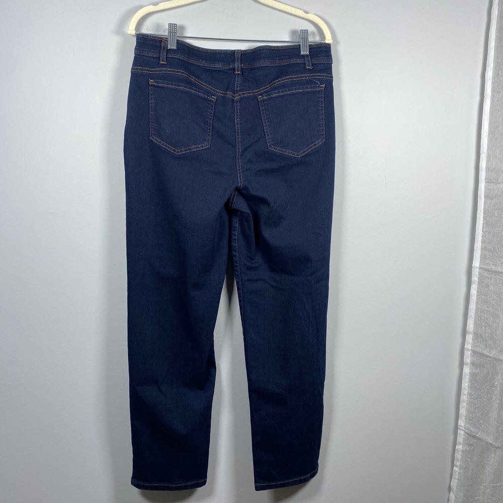 Alia Pull On Jeans Womens 14P Dark‎ Blue Stretch Straight Leg Petite Denim - Picture 3 of 6